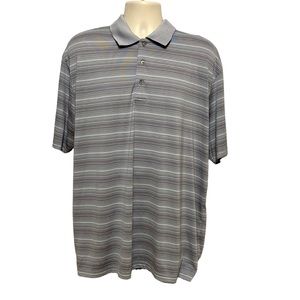 Grey Striped Golf Polo Shirt XXL